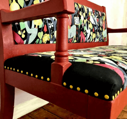 "Recovering Fabric of an Old Pub Bench" Upholstery. By Emma Mullender