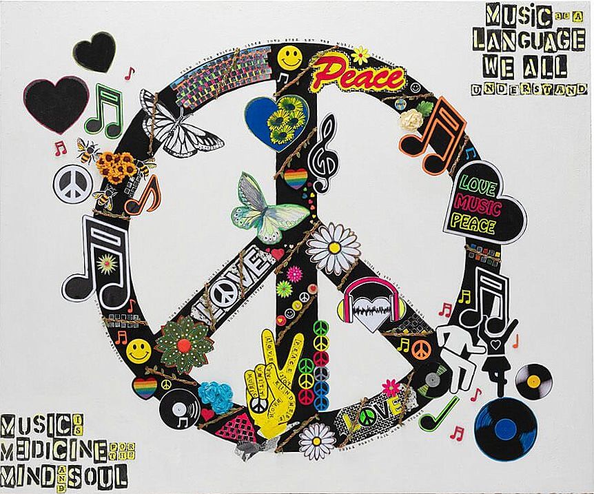 "Peace Sign Assemblage" day time by Emma Mullender