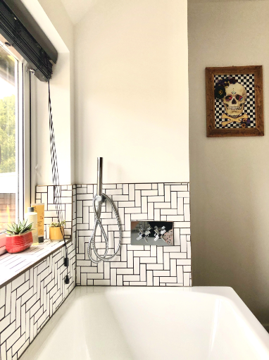 "Family Bathroom interior styling" taps and tiles by Emma Mullender