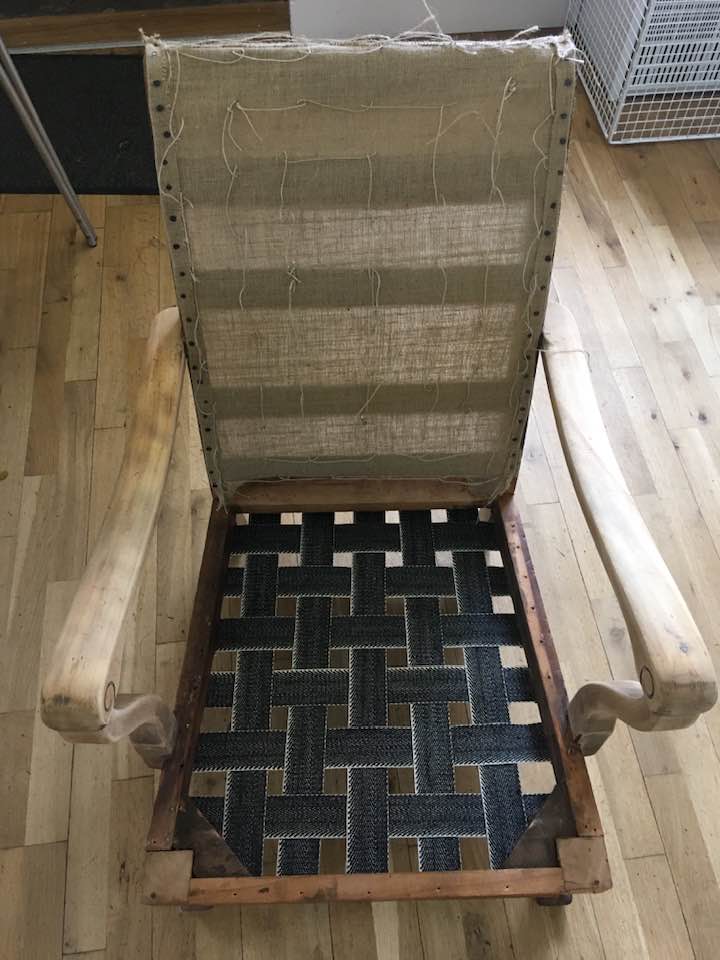"Traditional upholstery" with webbing and hessian by Emma Mullender