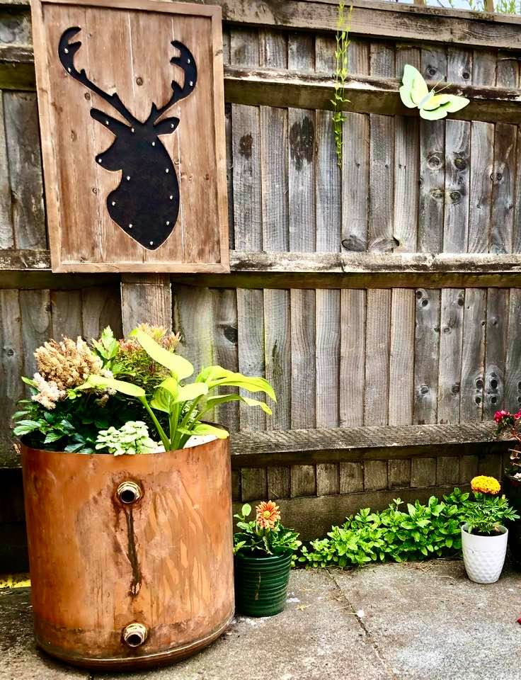 "Recycled Patio Blog" recycled copper water tank plant pot by Emma Mullender