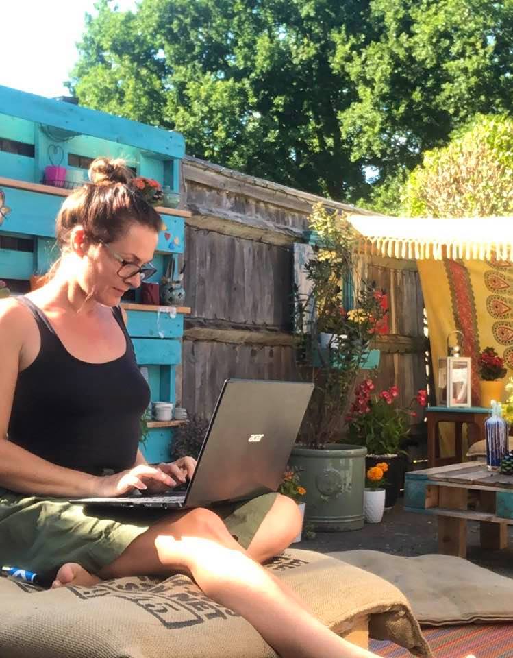 "Recycled Patio Blog" outside office by Emma Mullender