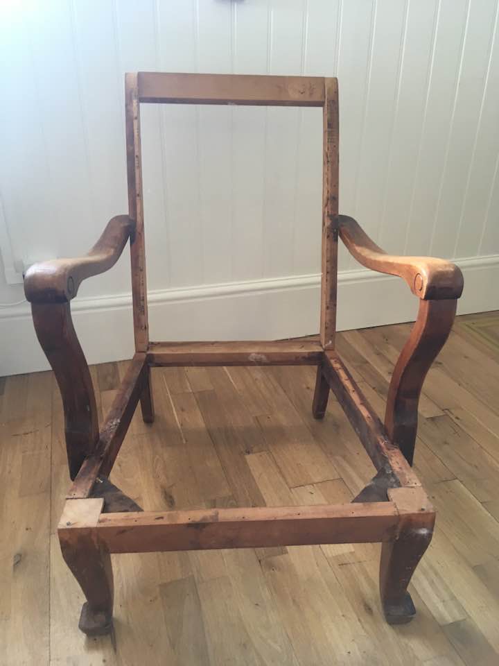 "Stripped back chair" traditional upholstery by Emma Mullender