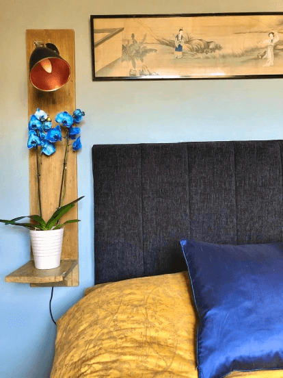 "Interior styling a guest room" guest room bedside shelf by Emma Mullender