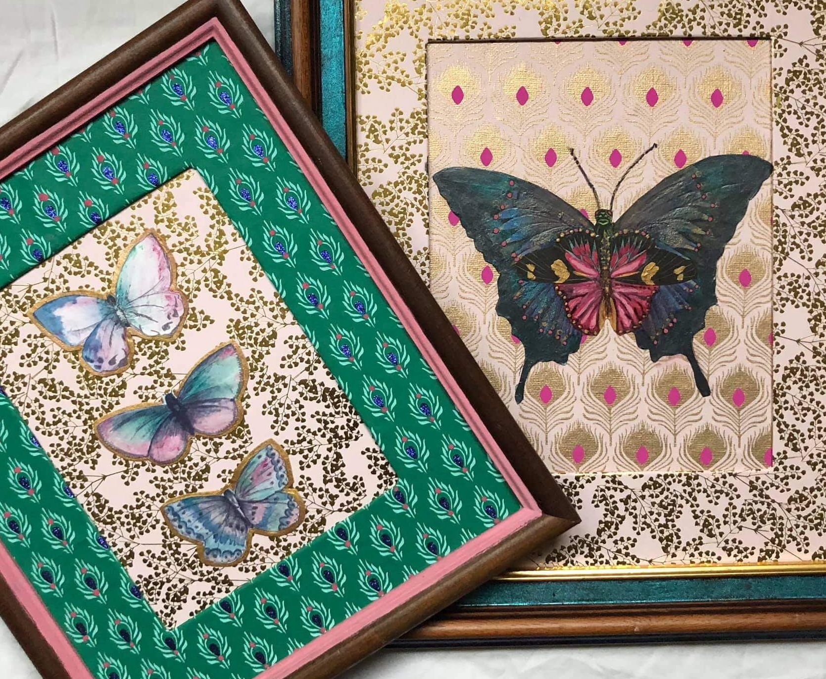 "Mixed Media Collage 3 small Butterflies and 1 large " for sale by Emma Mullender