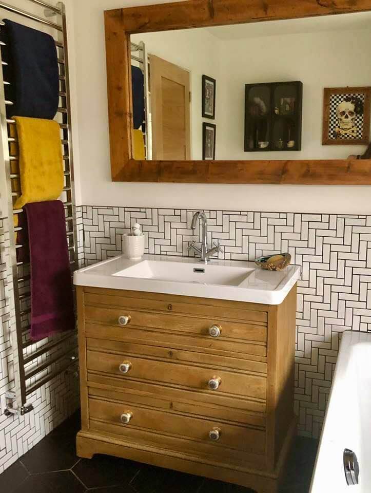"Upcycled dressing table" Vanity unit after pictures family bathroom by Emma Mullender