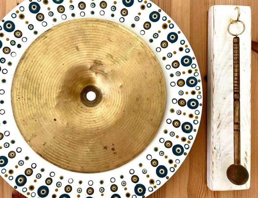 "Assemblage cymbal art" close up picture by Emma Mullender